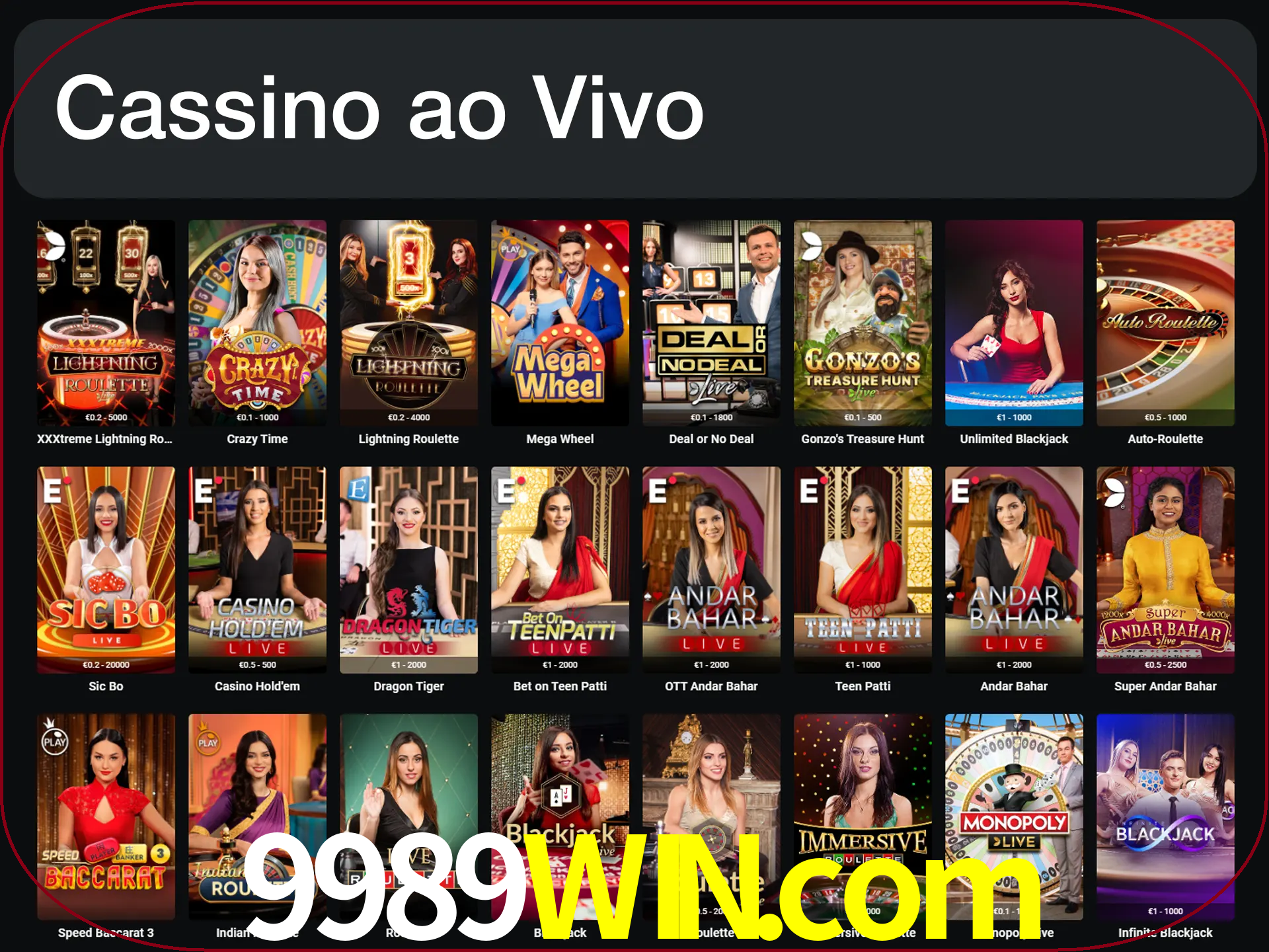Jogue jogos de cassino com um verdadeiro dealer.