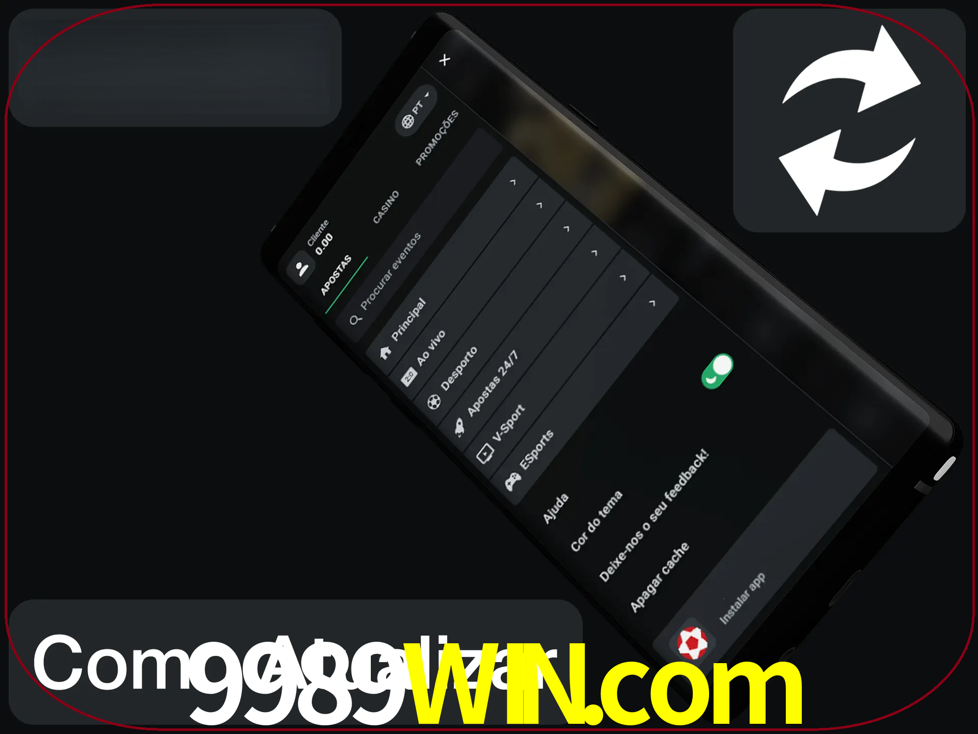 O aplicativo é atualizado automaticamente quando você faz o login.