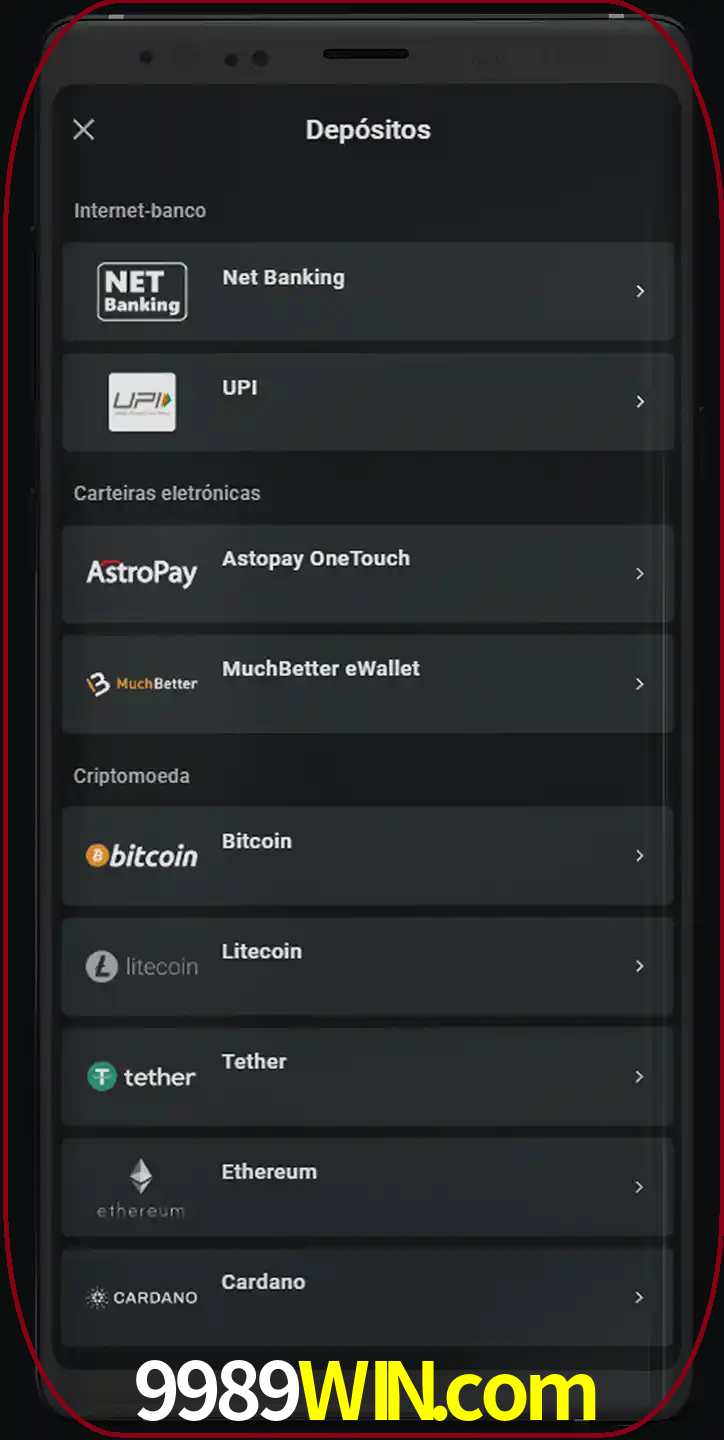 Você pode usar métodos alternativos de depósito.