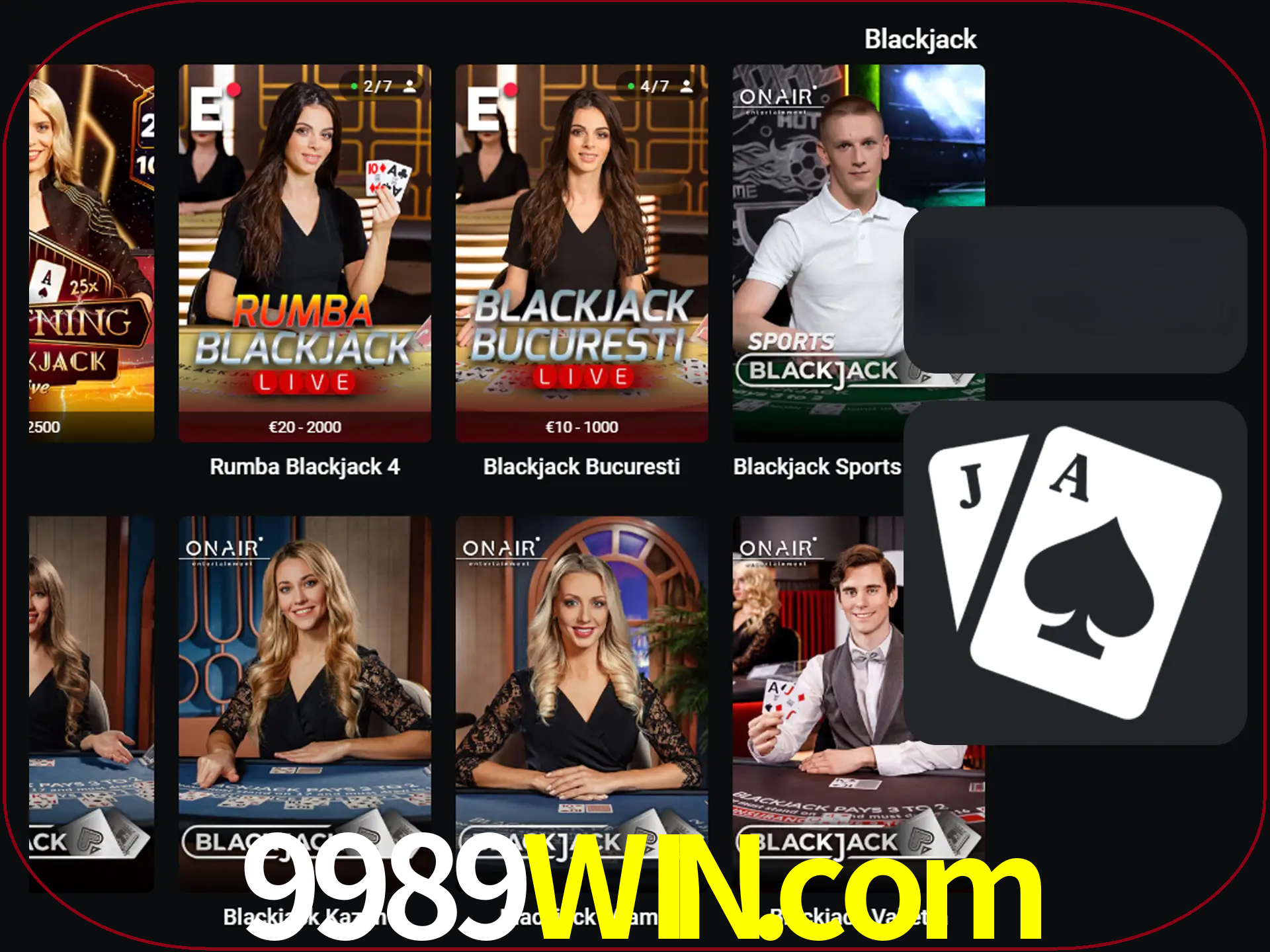 Escolha uma mesa completa de jogadores de blackjack.